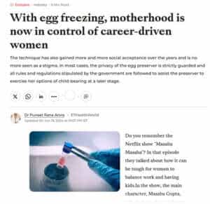 With egg freezing, motherhood is now in control of career-driven women